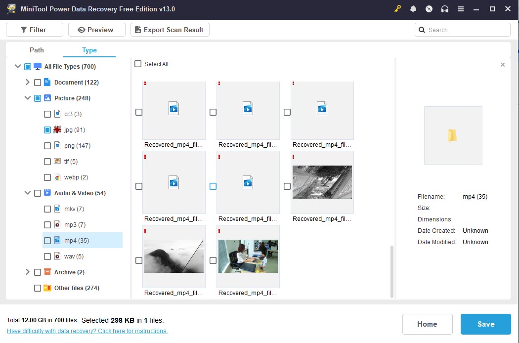 minitool data recovery free preview page